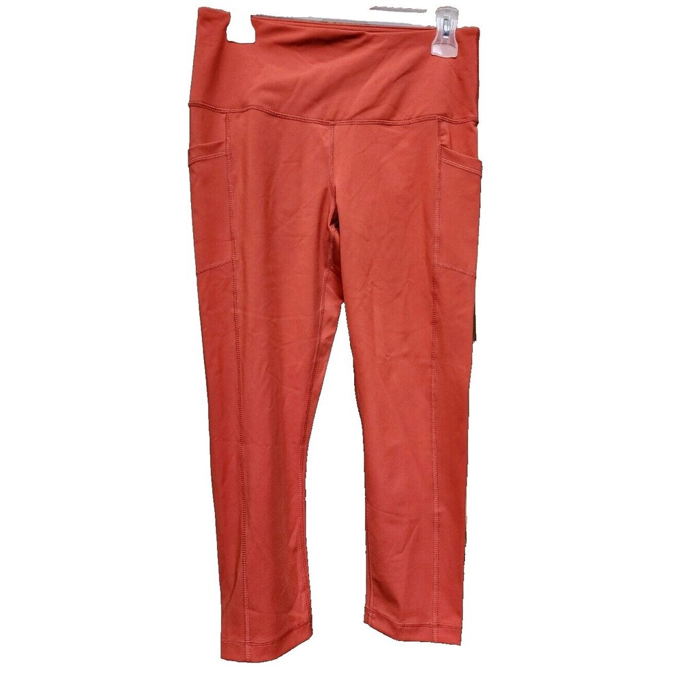 90 Degree by Reflex Exercise Capri Length Pants Hot Sauce Large NWT MSRP $72.00